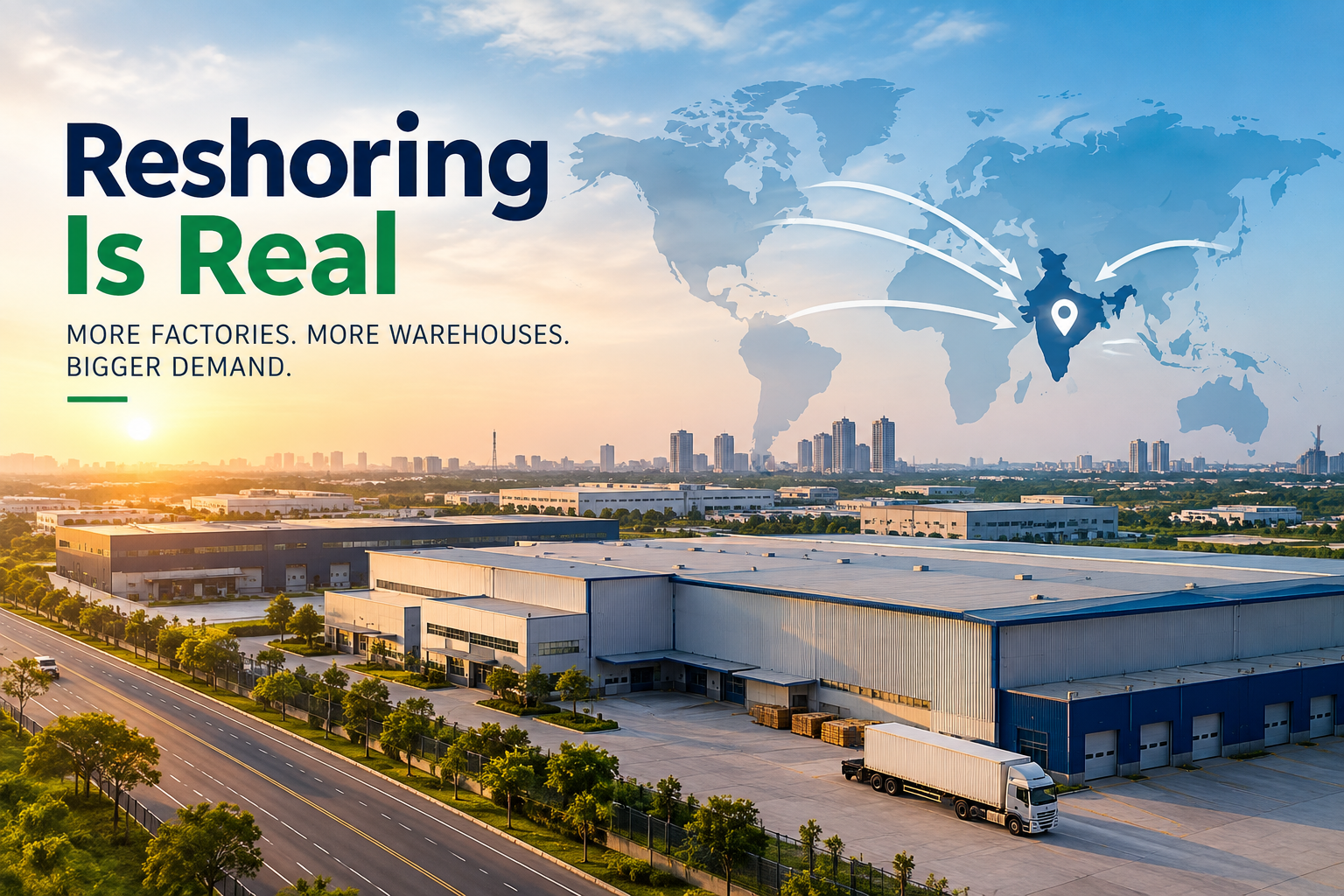 Reshoring, manufacturing units, US and China Manufacturing units, Industrial real estate, Noida Industrial Real estate, Real estate Company,